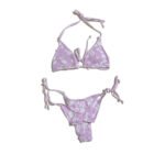 Women's Purple Floral Print Swimsuit Two-Piece Set