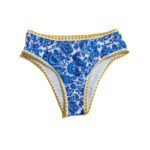 Women's Blue and White Pattern Two-Piece Beach Swimsuit Low-Rise Bikini - 图片 4