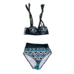 Women's beach swimsuit two-piece set with diamond pattern