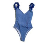 Women's swimwear, surfing, bikini, swimming, swimwear, one-piece, blue floral one-piece swimsuit