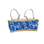 Women's Blue and White Pattern Two-Piece Beach Swimsuit Low-Rise Bikini - 图片 6