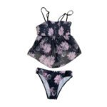Purple sheer two-piece beach swimsuit
