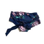 Women's two-piece beach swimsuit, blue background with white lotus pattern bikini - 图片 3