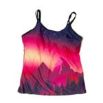 Gradient color women's two-piece tank swimsuit, tummy control swimsuit, with shorts, sports swimsuit