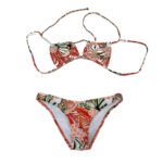 Women's Summer Swimsuit Orange Leaf Pattern Two-Piece Swimsuit Bikini
