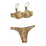 Leafy Yellow Two-Piece Petite Bikini Beach Swimsuit