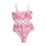 Women's swimwear, surfing, bikini, swimming, swimwear, one-piece floral pattern swimsuit - 图片 3