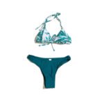 Women's Summer Swimsuit Green Leaf Long-Sleeved Three-Piece Swimsuit Fashion Solid Color - 图片 3