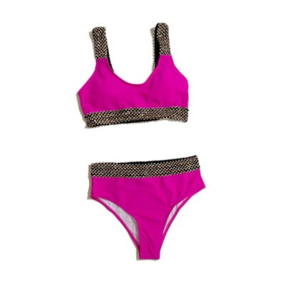 Women's pink sequined two-piece bikini