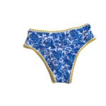 Women's Blue and White Pattern Two-Piece Beach Swimsuit Low-Rise Bikini - 图片 3