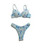 Women's beach swimsuit, blue floral two-piece bikini