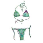 Women's Summer Green Base Color Tie-Dye Swimsuit Fashionable Swimsuit Two-Piece Set
