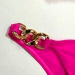 Women's Beach Pink Swimsuit Bikini Solid Color Two-Piece Set - 图片 7