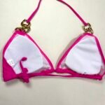 Women's Beach Pink Swimsuit Bikini Solid Color Two-Piece Set - 图片 5